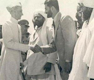 Nawab Akbar Bugti receiving M A Jinnah, founding father of Pakistan